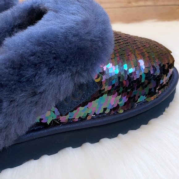 UGG Women’s Cluggette Sequin Navy Slippers - Picture 6 of 9
